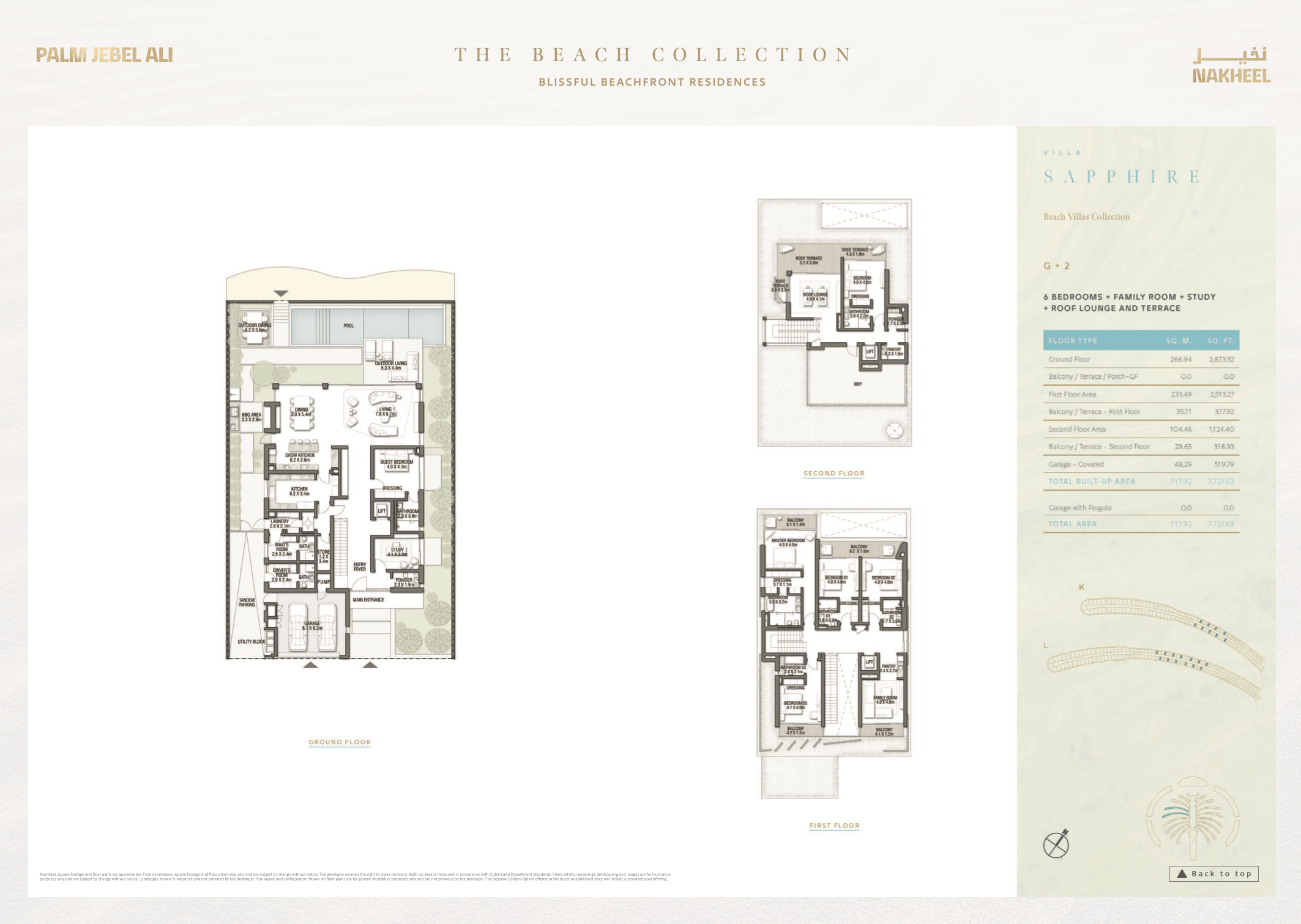 Palm Jebel Ali official six-bedroom beach villa floor plan