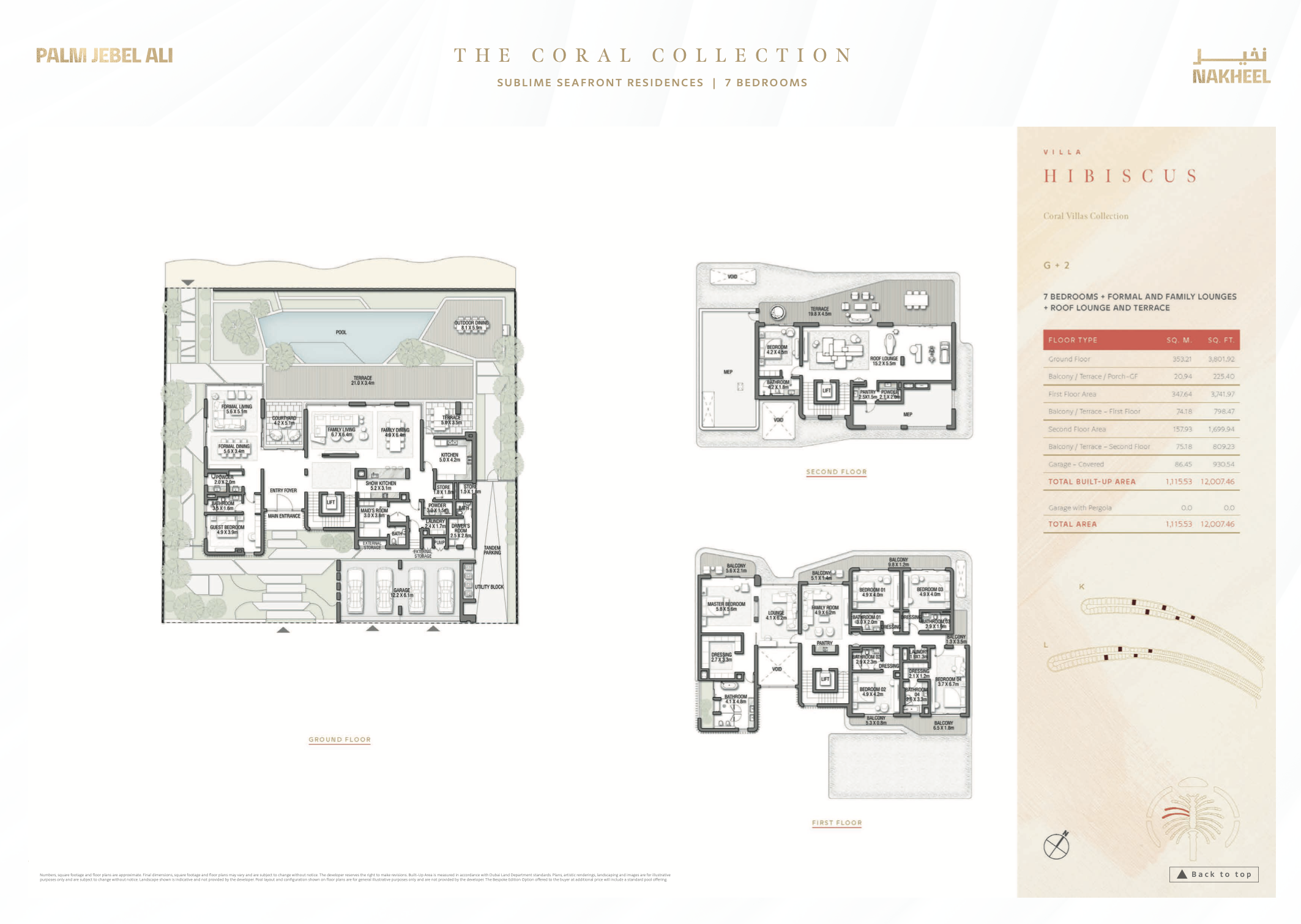 Palm Jebel Ali official seven-bedroom coral villa floor plan