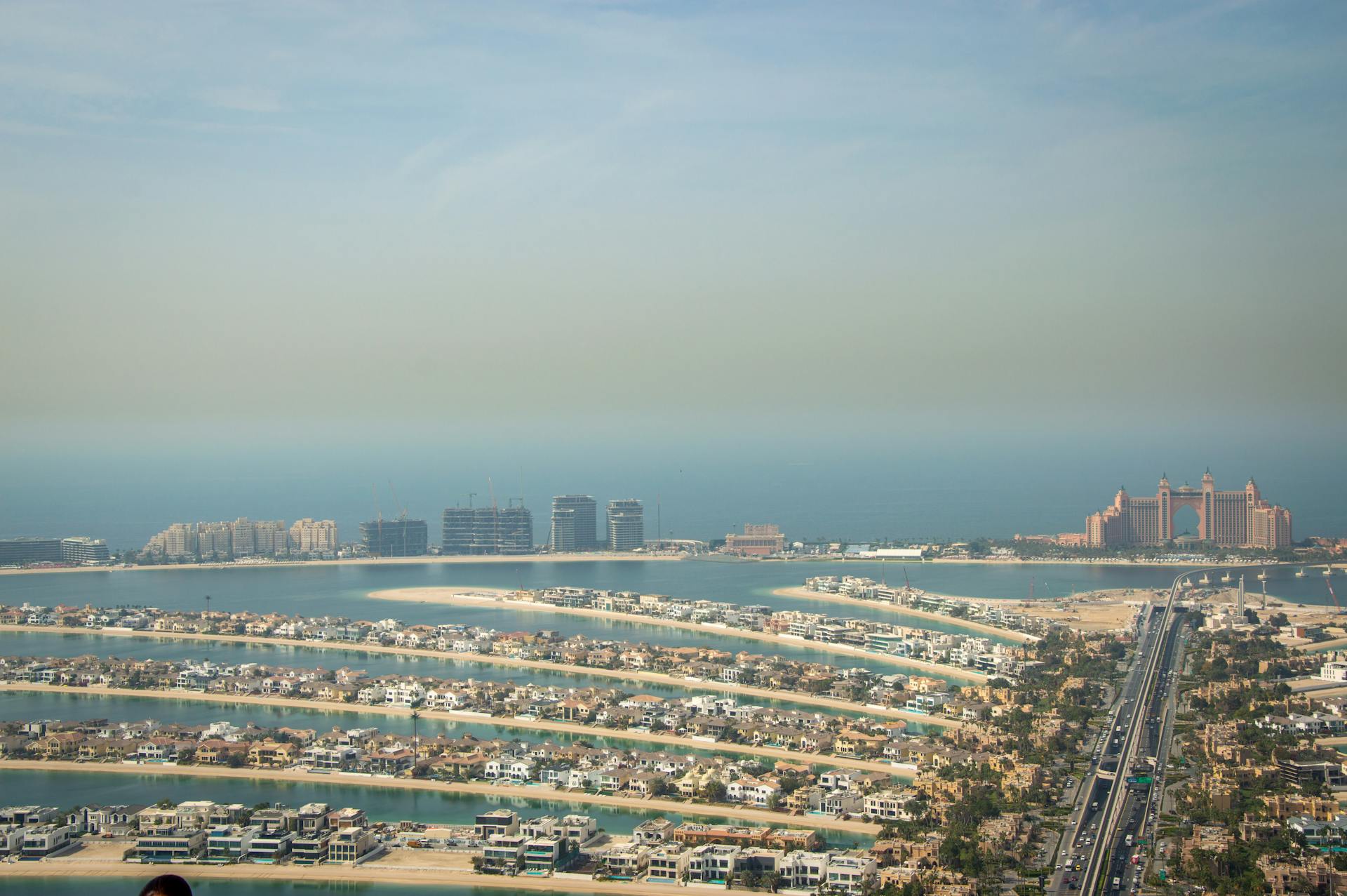 Aerial view of Palm Jumeirah and Atlantis, Dubai