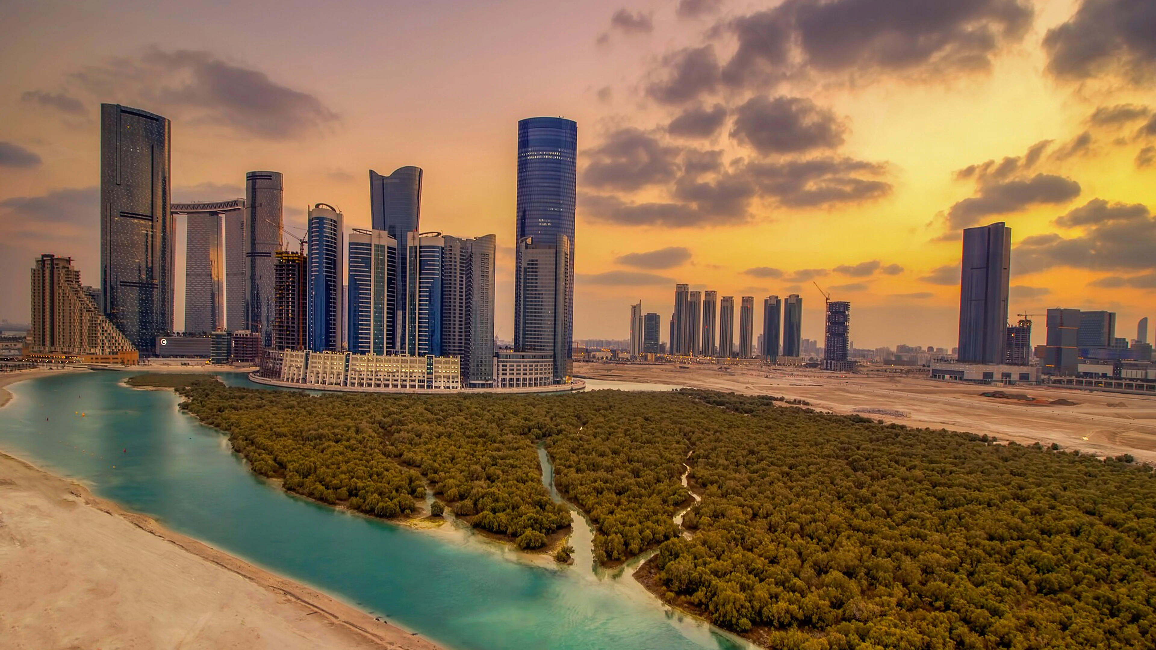 Official Al Reem Island project media showing the developed waterfront skyline